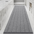 Bcoimo Long Bathroom Rug, Chenille Bath Runner with High Low Pile Design, Soft Absorbent Non Slip Bath Mat, Machine Washable Quick Dry Rug for Shower, Tub, Sink and Vanity