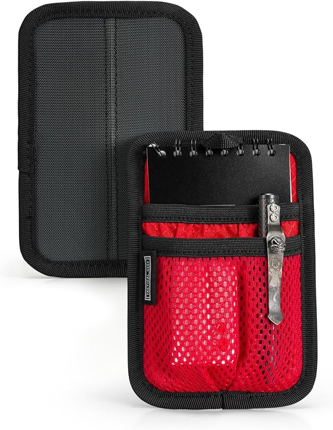TACTICAL_GEEK TCM4 Mini EDC Organizer Board, Backpack Accessories with Smooth Hook Back Panel, Utility Admin Bag Insert Panel Modular Organizer with Open Pocket & Mesh Pocket (Red)