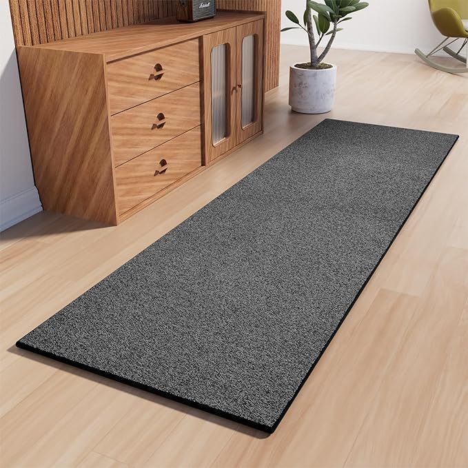 AREDO Door mat with Non Slip Rubber Backing, Washable Soft Floor Carpet for Kitchen, Hallway, Entryway Indoor, Bedroom, Laundry, Low Pile Area Rugs, Solid Color with Pointillism Style, 2 * 3 ft Black
