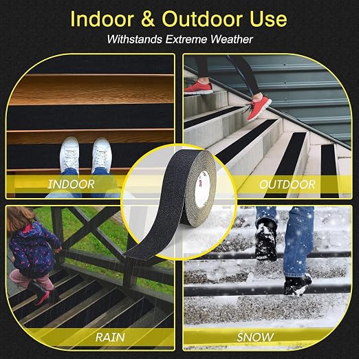 S&X Heavy Duty Anti Slip Tape - 2" x 60' Premium Industrial Grade Grit 60 - Non-Skid Traction Grip Tape for Outdoor Stairs, Steps, Ramps, Boats, Decks - Waterproof, Weather & Wear Resistant