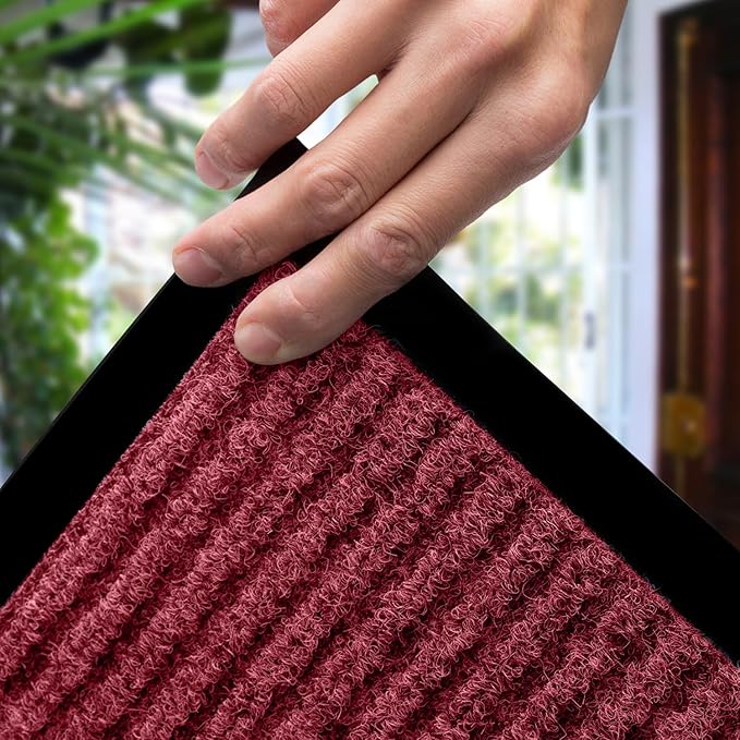 MaxMat® Extra Large Commercial Door Mat, Rubber Border Heavy Duty Door Mat, Waterproof, Low-Profile, Easy to Clean, Rubber Entry Mat. (Red, 4 x 6 Feet)