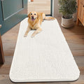 Smiry Dog Door Mat for Muddy Paws 48x30, Absorbent Dirt Trapper, Non-Slip Washable Chenille Entryway Rug for Inside Floor, Ivory, Classic Solid