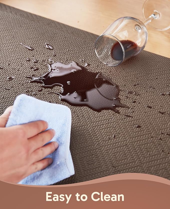 Ophanie Kitchen Mats for Floor, 1/2 Inch Thick Kitchen Rugs, 20x32 Anti Fatigue Standing Cushioned Mat, Waterproof,Comfort Ergonomic Mat for Office, Home, Sink, Brown Non-Slip Bottom