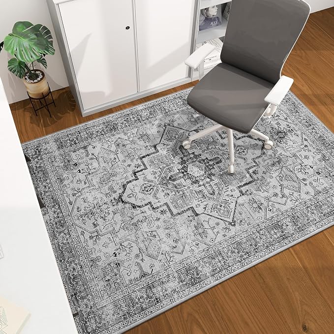 chakme Office Chair Mat for Hardwood Floor, 60"x45" Easy Glide Computer Desk Mat Protector for Rolling Chair Under Desk Rug Nonslip Backing, Machine Wash, (Boho)