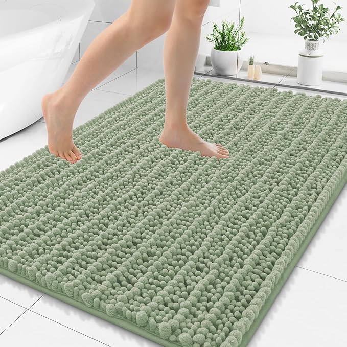 Smiry Bathroom Rugs Mat 59x35, Extra Soft Absorbent Chenille Bath Rugs, Non Slip Rubber Backing Machine Washable Quick Dry Bath Mats for Bathroom Floor, Tub, Shower, Home Decor Accessories, Sage Green