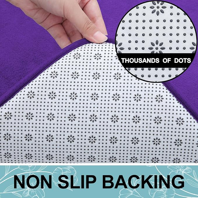 Smiry Memory Foam Bath Mat 24x16, Extra Soft and Absorbent Bathroom Mats, Non Slip Washable Carpet for Floor, Shower and Tub, Deep Purple