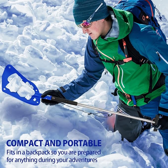 Michelin Ultra Compact 40" Folding Utility Snow Shovel for Car Emergency, Blue, Telescoping Handle, Collapsible, Lightweight, Winter Survival Gear, for SUV, Truck, Snowmobile, Camping - 2 Pack