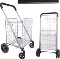dbest Products Cruiser Cart Deluxe 2 Germ Guard Bundle Shopping Handle Grocery Rolling Folding Laundry Basket on Wheels Foldable Utility Trolley Compact Lightweight Collapsible