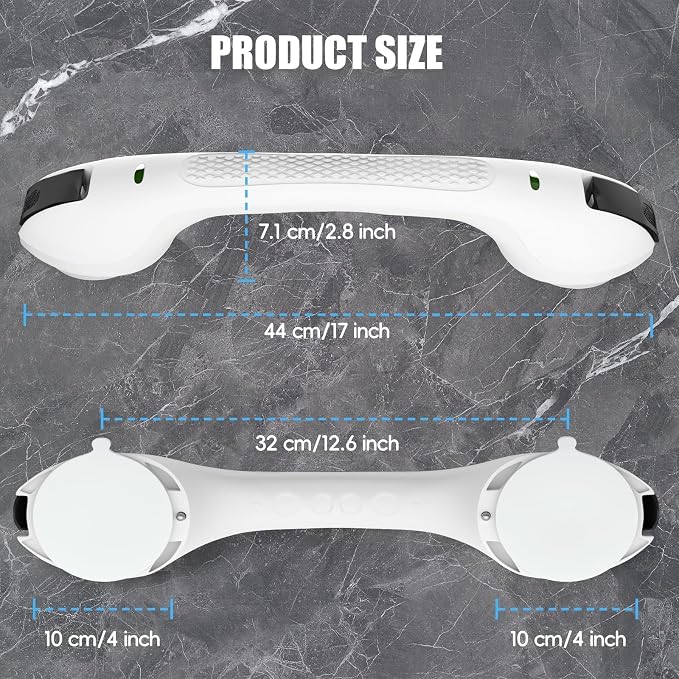 SPECILITE 17 Inch Shower Handle, Grab Bars for Bathtubs and Showers, Disabled and Elderly Strong Suction Cup, Seniors Handicap Safety Handrail for Bathroom Toilet Tiles Glass - White