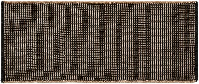 TYUU Waffle Bath Mat, Boho Bathroom Rugs Non Slip Washable Super Absorbent Quick Dry Bath Mat Farmhouse Bathroom Decor, 48"x24" Khaki and Black