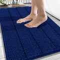 OLANLY Thick Bathroom Rugs 34x21, Extra Soft Absorbent Chenille Striped Bath Rugs, Rubber Backing, Machine Wash Dry, Bath Mats for Bathroom Floor, Tub and Shower, Home Decor Accessories, Navy