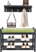 PETKABOO Shoe Rack for Front Door Entrance, 28” Entryway Bench with Coat Rack, Hall Tree Shoe Bench with Storage for Entry, Hallway, Bedroom, Living Room