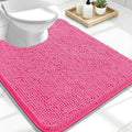 OLANLY Toilet Rugs U-Shaped 24x20, Extra Soft Absorbent Chenille Contour Bathroom Rugs for Toilet, Dry Quickly, Machine Washable, Non-Slip Bath Mat, Hot Pink