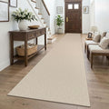 KOZYFLY Braided 2.5'x16' Runners Rugs for Hallway, Extra Long Washable Runner Rug, Woven Non Slip Kitchen Runner, Cotton Entryway Rug, Floor Carpet for Entry, Aisle, Hall, Ivory/Camel/Brown