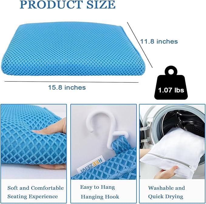 REEZEIVI Shower Seat Cushion with Non-Slip Silicone Bottom,Soft 4D Mesh Fabric,Bathtub Chair Pad for Elderly,Quick Drying and Washable Shower Seat Mat, Design for Elderly, Senior, Handicap,Disabled