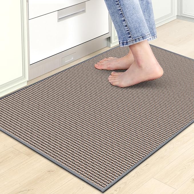 Kitchen Mats for Floor,Kitchen Rug, Nonskid, Washable,Absorbent Kitchen Runner Rug for in Front of Sink,Entryway,Hallway,Rubber Backing Indoor Door Mat,Farmhouse Style Standing Mat,20"x32",Grey