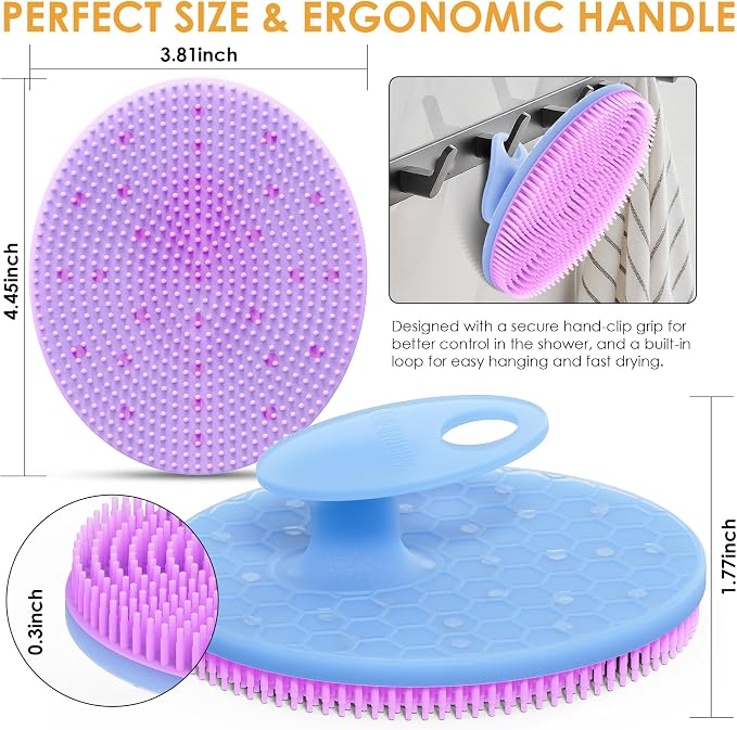 INNERNEED Magnetic Silicone Body Scrubber for Shower – Soft, Hygienic Exfoliating Body Brush with Magnetic Core for Daily Cleansing, Circulation & Skin Vitality (Purple)