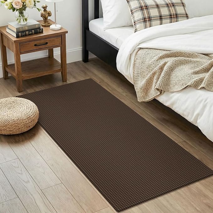KOZYFLY 2x4 Entry Runner Rug, Small Washable Runners for Entryway, Non Slip Door Mat Indoor Entrance, Front Porch Carpet for Foyer, Kitchen, Bedroom, Bathroom, Brown/Dark Brown