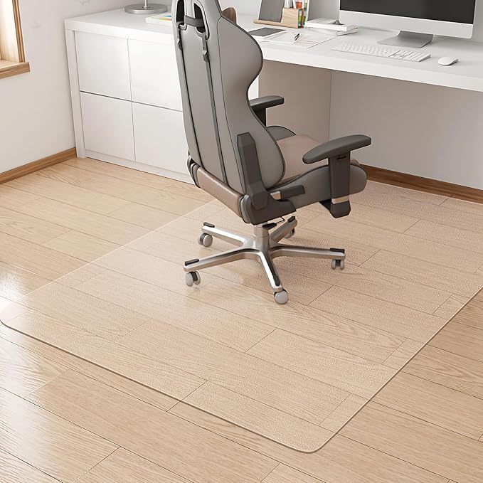 KMAT Office Chair Mat,Easy Glide Hard Wood Tile Floor Mats,Chair Mat for Home Office Rolling Chair,Heavy Duty Floor Protector -Anti-Slip-45 x53 Rectangular