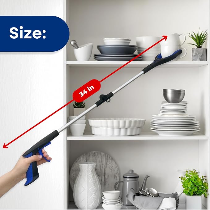RMS 2 Pack 34 Inch Extra Long Reacher Grabber - Foldable Gripper and Reaching Tool with Rotating Jaw