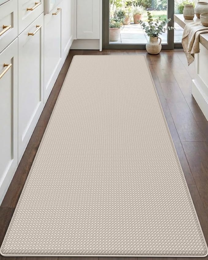 DEXI Kitchen Floor Mats Cushioned Anti Fatigue, 23x59, Large Wide Standing Runner Rug Waterproof, Comfort Memory Foam Padded for Front Sink Laundry, Beige
