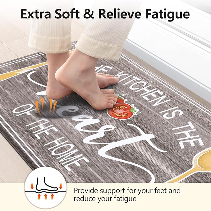 Yamaziot Anti Fatigue Kitchen Rug Set of 3, Non-Slip Waterproof Farmhouse Cushioned Comfort Standing Floor Mat for Kitchen, Office, Sink, Laundry
