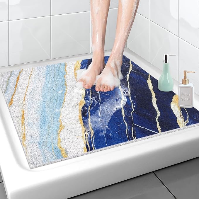 Square Shower Mat, 36x36 Inch Extra Large Non Slip Shower Mats for Inside Shower, Soft PVC Loofah Shower Mat Anti Slip Quick Drying, Shower Stall Mats for Home, Holtel, Bathroom