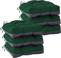 IASEAHK Chair Cushions for Dining Chairs, Seat Cushions for Kitchen Chairs, Indoor Seat Cushions with Ties, Tufted Foam Chair Pads, Non Slip Chair Cushions Set of 6, 15.5" x 15.5" x 4", Dark Green