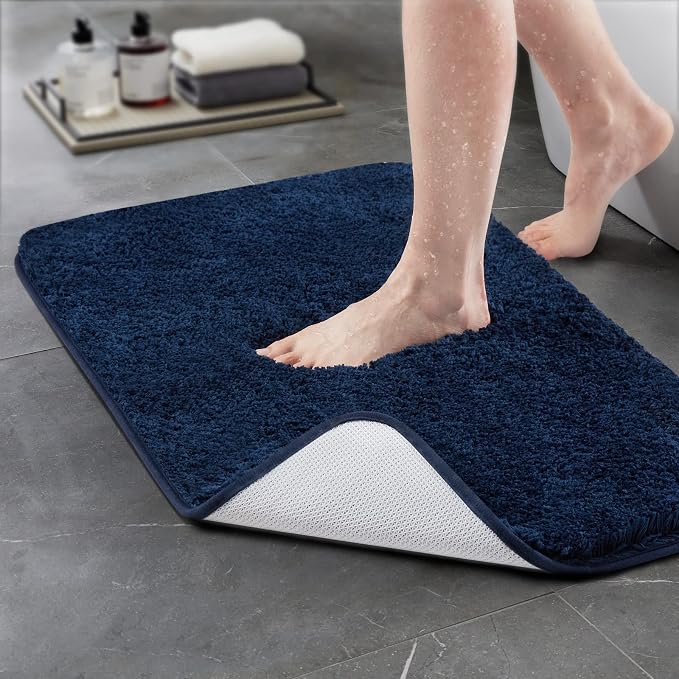 TECHMILLY Super Soft Shaggy Bathroom Rugs, Absorbent Thick Non Slip Microfiber Bath Rugs, Quick Dry Machine Washable Bath Mat for Bathroom Floor, Bathtub and Shower 20"x32"