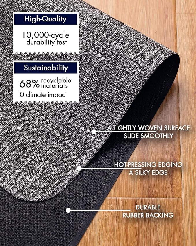 BARoyal Office Chair Mat for Hardwood Floor Under Desk Computer Rolling Chair Mat for Wood/Tile Floor Non-Slip Heavy Duty Desk Rug PVC Plastic Hard Floor Protector 30" x 48"(Gravel)