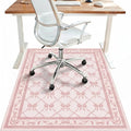 48"x72" Office Chair Mat for Hardwood Tile Floor, Under Desk Carpet Protector for Rolling Computer Chair Mat, Machine Washable Area Rug, Anti-Slip 1/5" Thick Low Pile Thin Vinyl Floor Mat, Baby Pink