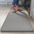 YDKGL Kitchen Rugs Mat Non Slip Washable, Linen-Look 0.3" Thick Soft Cushioned Absorbent Kitchen Mats for Floor, Mild Anti-Fatigue Runner Rug Sink Mat Laundry Standing Mats, Easy Clean, Gray 17"x47"