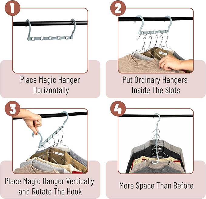 Mr. Pen- Space Saving Hangers, 16 pcs, 360° Rotating Hooks, Magic Cascading Hanger Organizer with 5 Enclosed Slots, Closet Organizers and Storage for Clothes, College Dorm Room Essentials