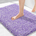Yimobra Bath Rugs for Bathroom 32X20, Ultra Soft and Water Absorbent Bath Mats, Non Slip Plush Shower Mat Outside, Microfiber Thick Matts for Bathroom Floor/Tub, Machine Washable, Purple and White