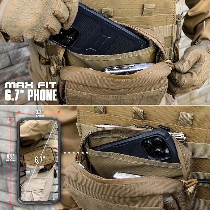 WYNEX Tactical Molle Admin Pouch,Tactical EDC Bag Utility Laser Cut EDC Tool Pouch Bag Annexes with American Flag