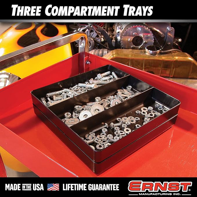 Ernst Manufacturing All Purpose Toolbox and Desk Tray: Stackable Organization Tray with 3 Compartments - Made in the USA