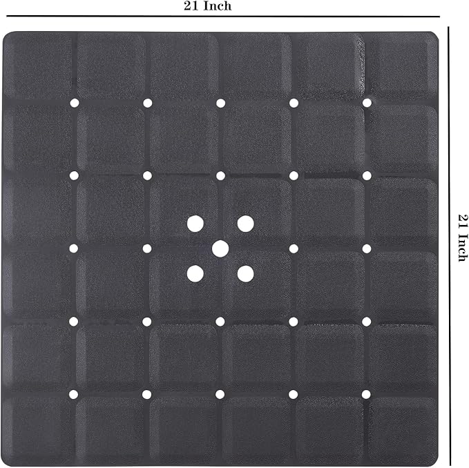 Webos Shower Mat for Textured Surface：Silicone Non Slip Shower Mat Without Suction Cups Foldable - Square Bath Mat for Reglazed Tub Textured Shower Floor (Black, 21x21 Inches)