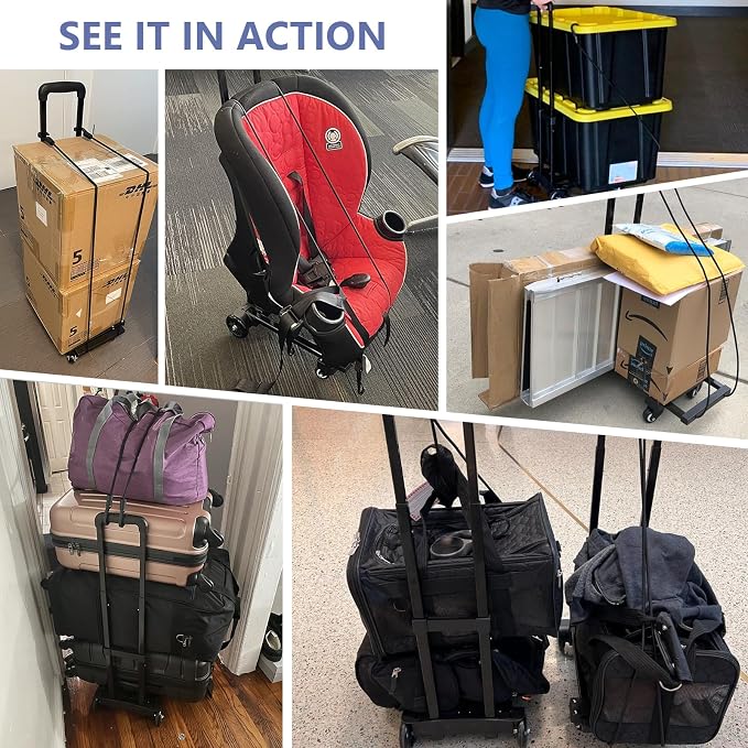 KEDSUM Folding Luggage Cart for Travel & Airport, 290lbs Foldable Hand Truck with Expandable Baseplate, Lightweight Portable Dolly 4 Wheels, Collapsible Small Dolly for Easy Moving & Storage