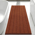 Bcoimo Long Bathroom Rug, Chenille Bath Runner with High Low Pile Design, Soft Absorbent Non Slip Bath Mat, Machine Washable Quick Dry Rug for Shower, Tub, Sink and Vanity