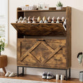 Nicetree Shoe Cabinet Organizer with 2 Flip Drawers, Freestanding Narrow Rack with Metal Legs, Farmhouse Slim Shoe Storage for Entryway, Foyer, Hallway, Rustic Brown