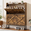 Nicetree Shoe Cabinet with 2 Flip Drawers, Freestanding Shoe Storage Cabinet with Metal Legs, Farmhouse Shoe Organizer for Entryway, Foyer, Hallway, Rustic Brown