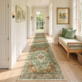 RELEANY Area Rugs Runner 2'6"x10' Washable Non-Slip, Floral Vintage Distress Medallion Carpet for Kitchen Hallway Bedroom Beside Laundry Room Bathroom, Terracotta Burnt Orange Green