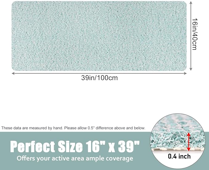 Bathtub Mat Shower Mat Non-Slip - 16x39 Inch Soft Comfort Bath Mat with Drainage Holes, PVC Loofah Massage Bathmat for Shower, Tub, Bathroom, Wet Areas, Quick Drying