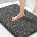 Yimobra Bath Rugs for Bathroom 32X20, Ultra Soft and Water Absorbent Bath Mats, Non Slip Plush Shower Rugs, Microfiber Thick Matts for Bathroom Floor/Tub, Machine Washable, Light Gray and Black Gray