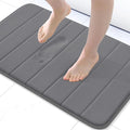Buganda Memory Foam Bath Mat, 24" x 16", Ultra Soft and Non-Slip Bathroom Rugs, Water Absorbent and Machine Washable Bath Rug for Bathroom, Shower, and Tub, Grey