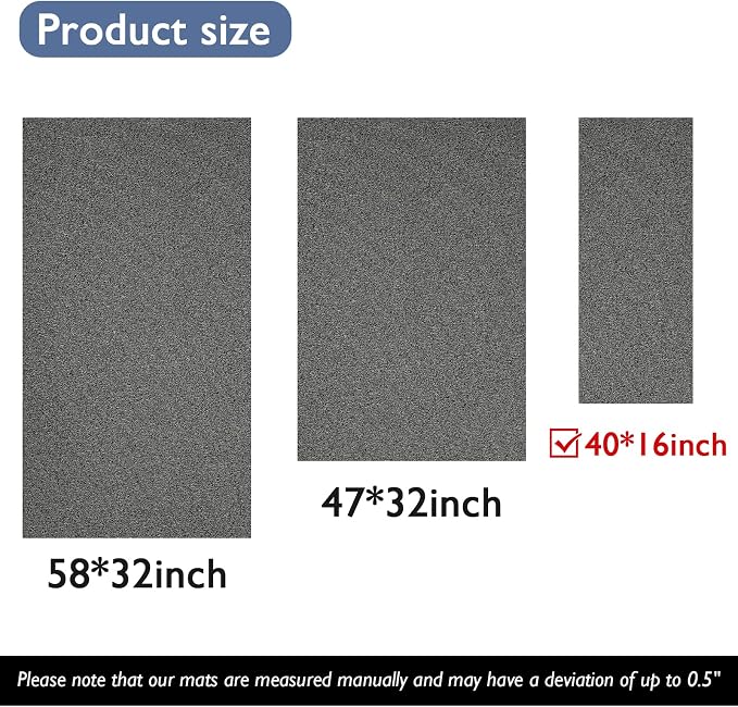 Shower Mat Non Slip 40x16 Inch, Quick Drying PVC Loofah Bath Mats, Easy Clean Soft Bathroom Rugs for Tub Floor, Shower, Grey