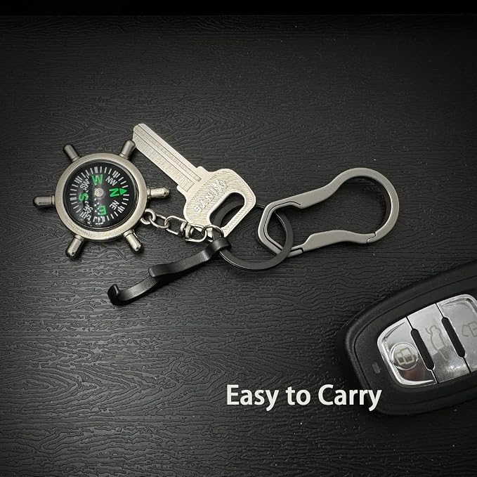 Titanium Bottle Opener, Small Keychain Beer Bottle Opener Can Opener with Stainless Steel Key Ring (Black)