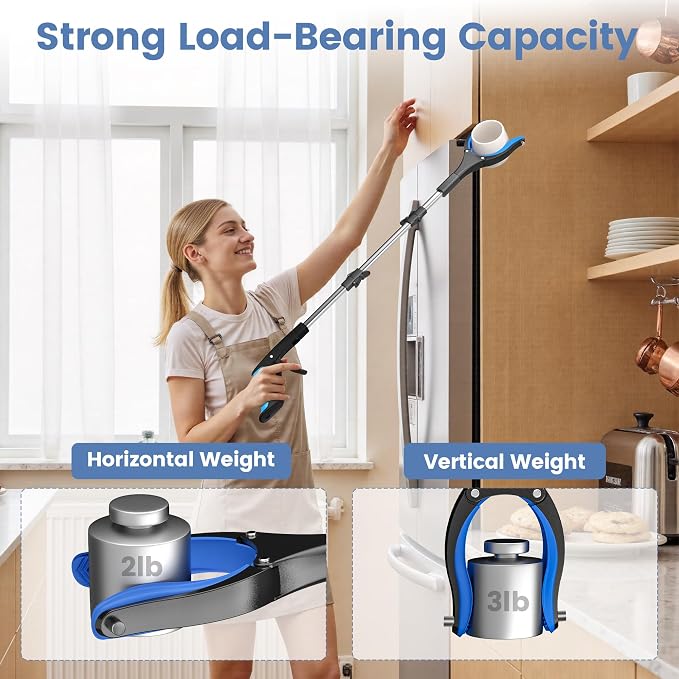 2 Pack 36 Inch Grabber Reacher Tool for Seniors, Foldable Reacher Grabbers Pickup Stick with Anti-Slip 90° Rotating Jaw, 4" Wide Extended Claw with Magnet for Disabled
