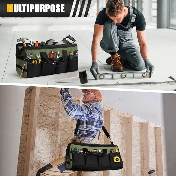 UUP Heavy Duty Tool Bag 20-Inch, Extra Large 16-Pocket Portable Empty Tool Box Organizer Storage, Toolbox Organization, Soft Handle Carrying Toolbag with Zipper, Father Dad Men Mechanic Birthday Gift