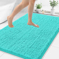 Smiry Luxury Chenille Bathroom Rugs 48x32, Extra Soft and Absorbent Shaggy Bath Mat, Machine Washable, Non-Slip Plush Carpet Runner for Tub, Shower, and Floor, Home Decor Accessories, Turquoise